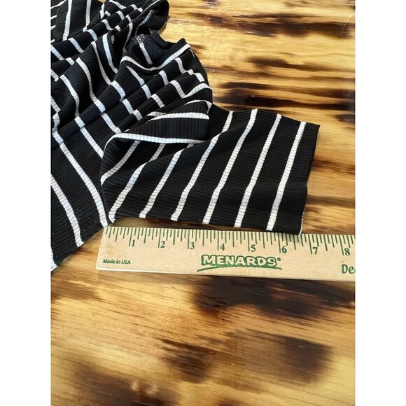 Luxology Women T Shirt Dress Black White Striped Stretch Size Large Classic City - Picture 5 of 10